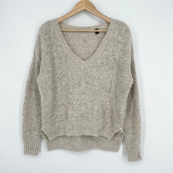 Scotch & Soda Maison Scotch V-Neck Sweater Alpaca Mohair Wool Blend Open Knit - Picture 5 of 13